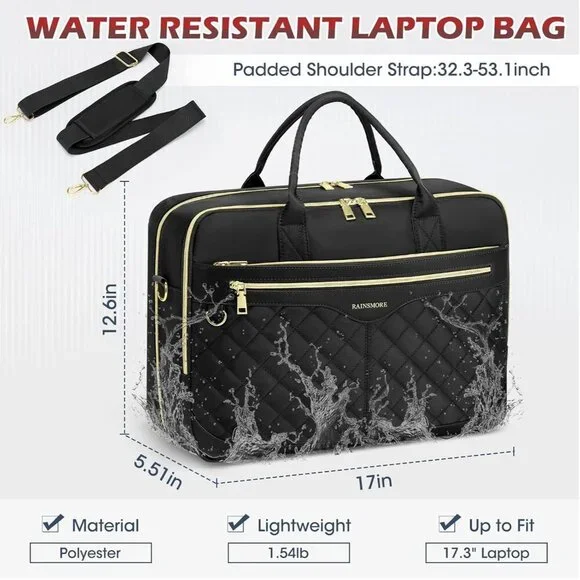 Laptop Bag for Women 17 Inch Waterproof Briefcase Large Computer Bag for Work - Picture 2 of 6